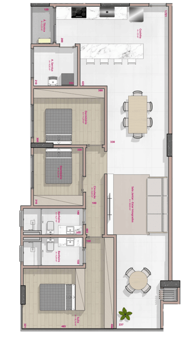 Planta do apartamento de 134,50 m²